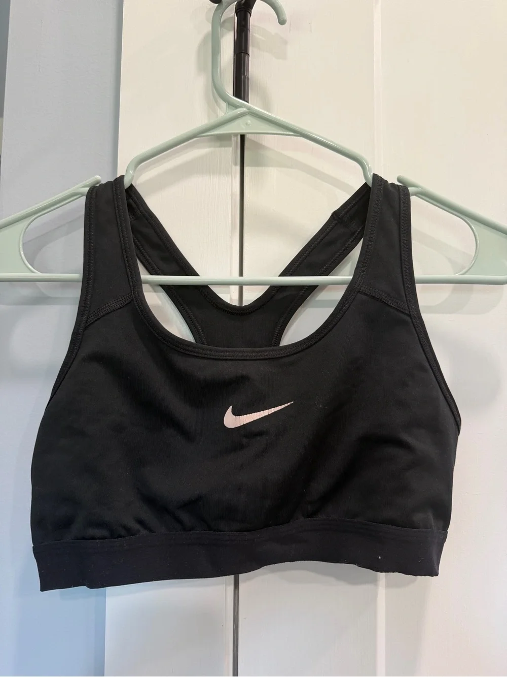 Nike Black Sports Bra with Light Pink Swoosh